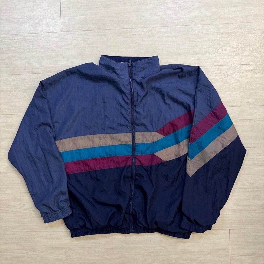 90's Color Block Lightweight Windbreaker Mens Size Large Vintage Striped